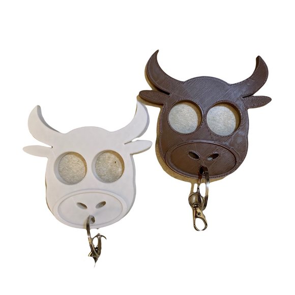 Cow Self Defense Keychain Backpack Charm 3D Printed White or Brown Cow Dairy - Picture 7 of 8
